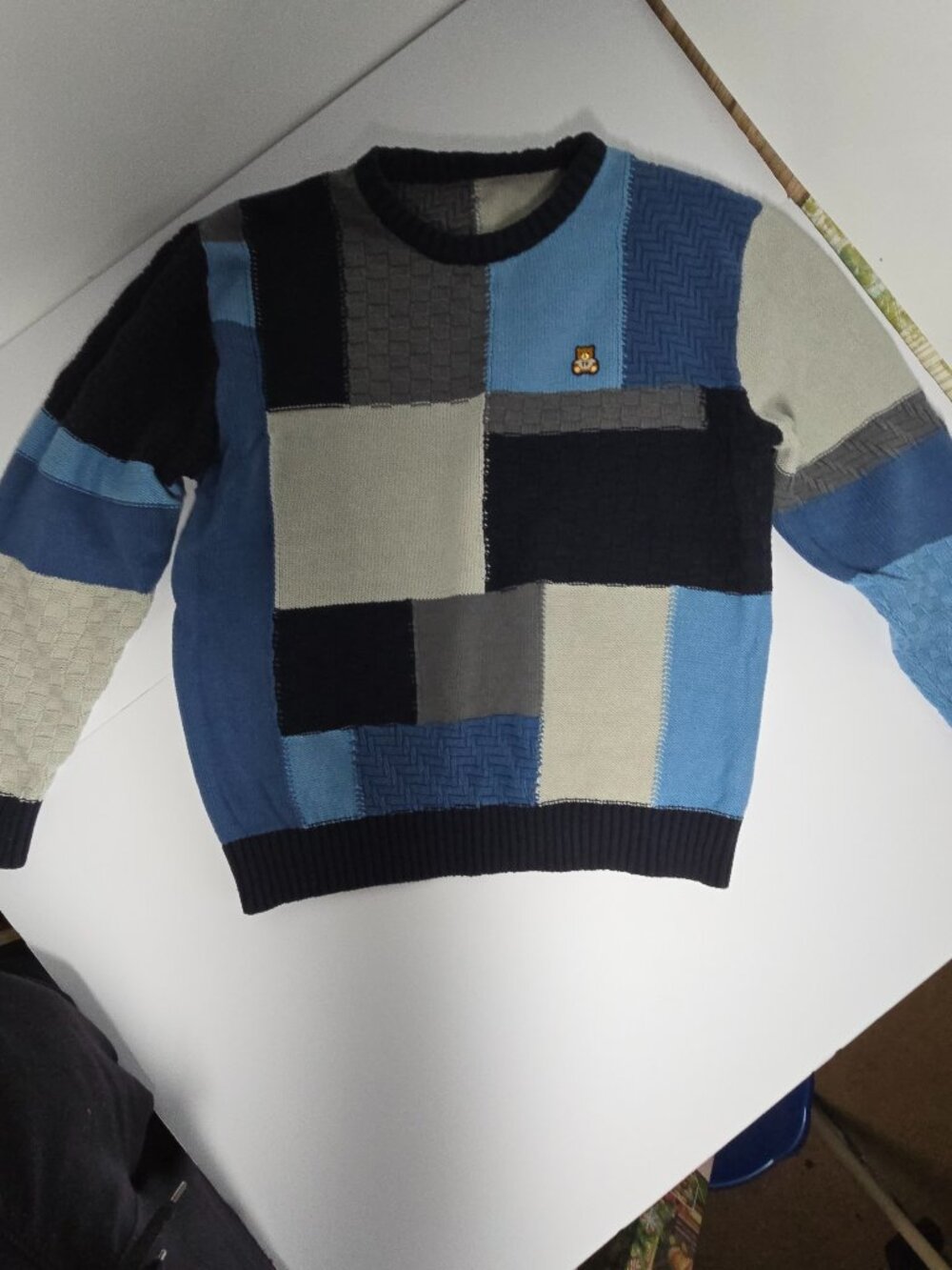 Teddy Fresh Patchwork Colorblock Sweater-Unisex Men's Medium/Women's Large (Rare